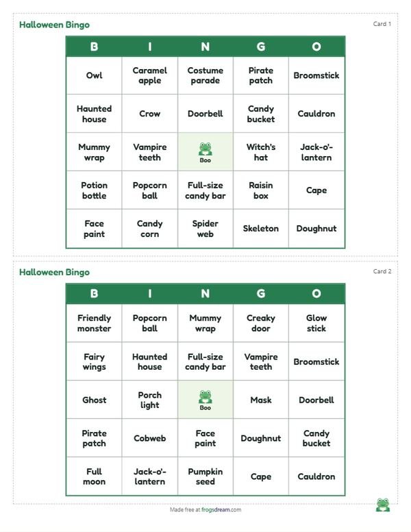 Halloween Bingo: free printable bingo card from frogsdream